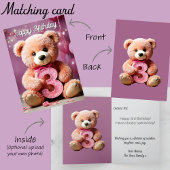 女の子3rd誕生日ピンクテディベアキープサケ セラミックオーナメント