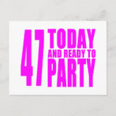 女の子47th誕生日: 47今日とパーティー準備 インビテーションポストカード (正面)