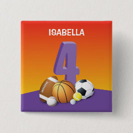 女の子4thバースデースポーツボール 缶バッジ