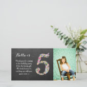 女の子5位の誕生日フローラありがとうフォトカード サンキューカード (スタンド正面)