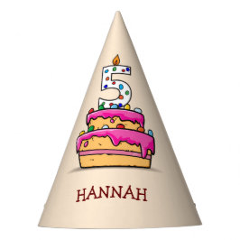 女の子5誕生日、5オンスイートピンクケーキ パーティーハット