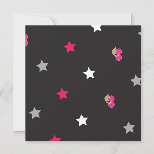 女の子5x5ピンクロックスター誕生日パーティーへの招待 招待状 (裏面)