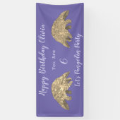 女の子6th誕生日パーティパンゴリンパープル 横断幕 (縦)