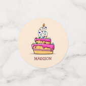 女の子6th誕生日, 6オンスイートピンクケーキ コンフェッティ (スモール正面)