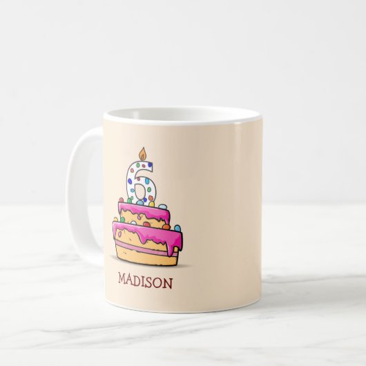 女の子6th誕生日, 6オンスイートピンクケーキ コーヒーマグカップ (正面左)