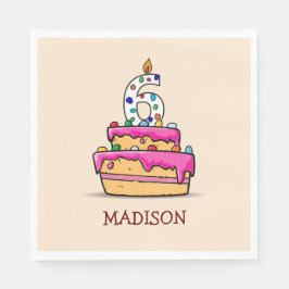 女の子6th誕生日, 6オンスイートピンクケーキ スタンダードランチョンナプキン
