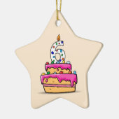 女の子6th誕生日, 6オンスイートピンクケーキ セラミックオーナメント (左)