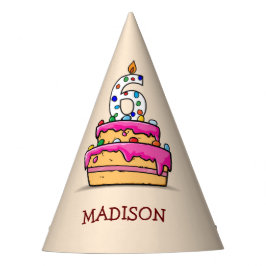 女の子6th誕生日, 6オンスイートピンクケーキ パーティーハット