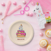 女の子6th誕生日, 6オンスイートピンクケーキ ペーパープレート (パーティー)