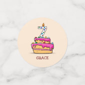 女の子7番目の誕生日, 7甘いピンクケーキ コンフェッティ (スモール正面)