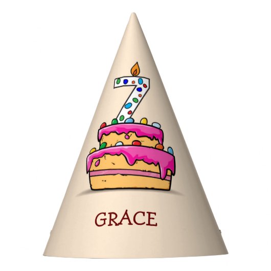 女の子7番目の誕生日, 7甘いピンクケーキ パーティーハット (正面)