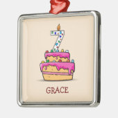 女の子7番目の誕生日, 7甘いピンクケーキ メタルオーナメント (左)