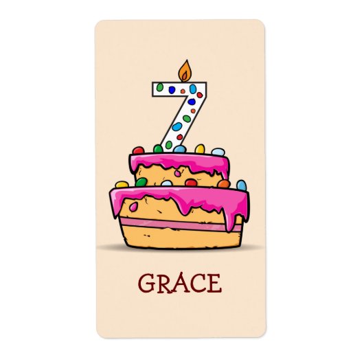 女の子7番目の誕生日, 7甘いピンクケーキ ラベル (正面)