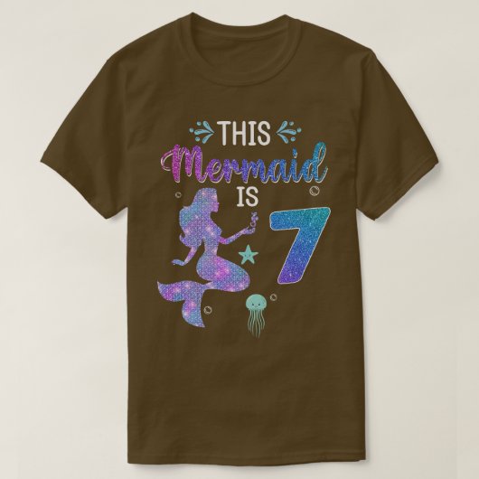女の子7誕生日この人魚は7 Tシャツ (デザイン正面)