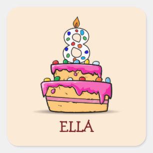 女の子8番目の誕生日, 8甘いピンクケーキ スクエアシール