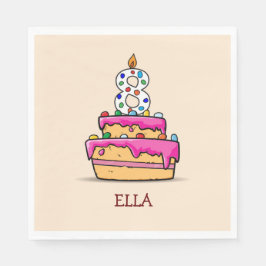女の子8番目の誕生日, 8甘いピンクケーキ スタンダードランチョンナプキン