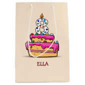 女の子8番目の誕生日, 8甘いピンクケーキ ミディアムペーパーバッグ (正面)