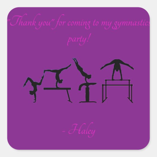 女の子"ありがとう"体操パーティーシール スクエアシール (正面)