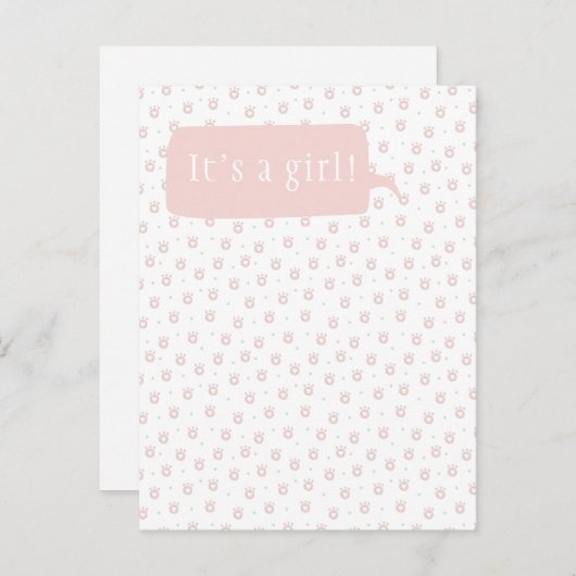 女の子 |かわいいペットの足とハートはがき 案内ポストカード (正面/裏面)