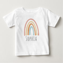 女の子 かわいい ピンク ボヘミアンワンピース レインボー ベビーTシャツ