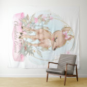 女の子 かわいい リトル シカ 赤ちゃんのシャワーの背景 タペストリー (インサイチュ(横))