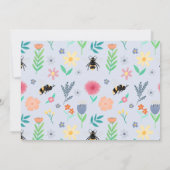 女の子 かわいい 花と蜂の誕生日写真 サンキューカード (裏面)