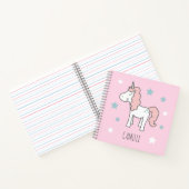 女の子 かわいい 魔法のピンクユニコーン 学校 ノートブック (内部)