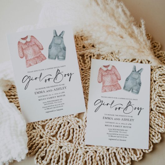 女の子？それとも男の子？性別発表パーティーのご案内 招待状