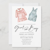 女の子？それとも男の子？性別発表パーティーのご案内 招待状 (正面)