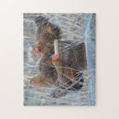 "女の子"の鶏のパズル ジグソーパズル (縦)