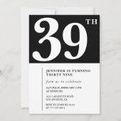 女の子 エレガント 39歳の誕生日招待状 おしゃれ シンプル 招待状 (正面)