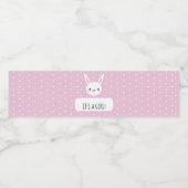 女の子 カワイイ ウサギ ピンク 水玉模様 ベビーシャワー ペットボトルラベル (シングルラベル)