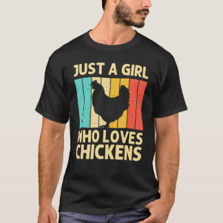 女の子 キッズ ファーマー にわとり ファーム にわとり  楽しいデザイン Tシャツ