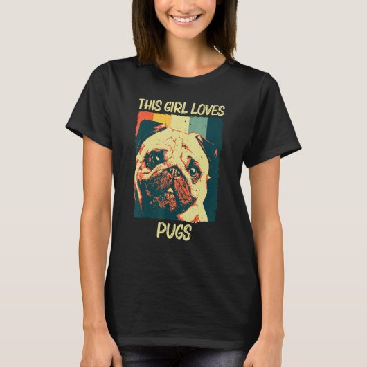女の子 キッズ ペット 犬 パグ 犬種 かわいい パグ 1 Tシャツ (正面)