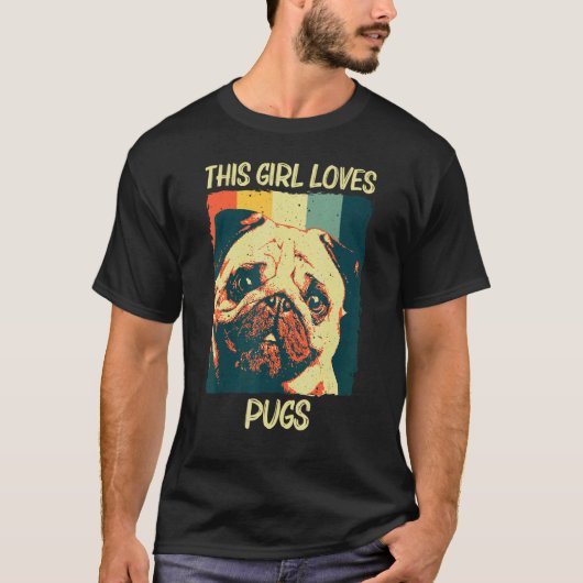 女の子 キッズ ペット 犬 パグ 1 Tシャツ (正面)