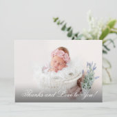 女の子《キリスト教》洗礼式や命名式ピンクウォーターカラー サンキューカード (スタンド正面)