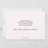 女の子《キリスト教》洗礼式や命名式ピンクウォーターカラー サンキューカード (裏面)