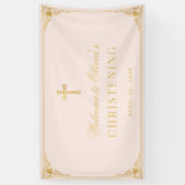 女の子《キリスト教》洗礼式や命名式ピンクフェイク金ゴールドヴィンテージバプテスマ 横断幕 (縦)