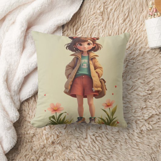 女の子 クッション (ブランケット)