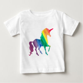 女の子 クール レインボー ユニコーン 水彩 子ども ベビーTシャツ