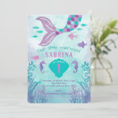 女の子、グリッター、人魚、尾、海の下。 招待状 (スタンド正面)