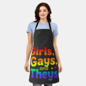 女の子、ゲイ、および彼らのLGBTプライド月の包含 エプロン (着用した状態)