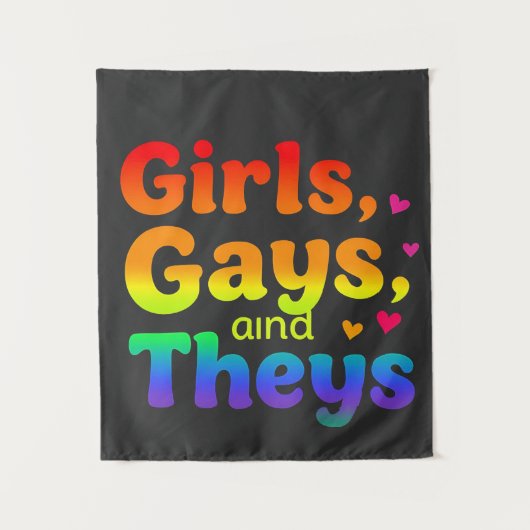 女の子、ゲイ、および彼らのLGBTプライド月の包含 タペストリー (正面)