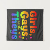 女の子、ゲイ、および彼らのLGBTプライド月の包含 タペストリー (正面(横))