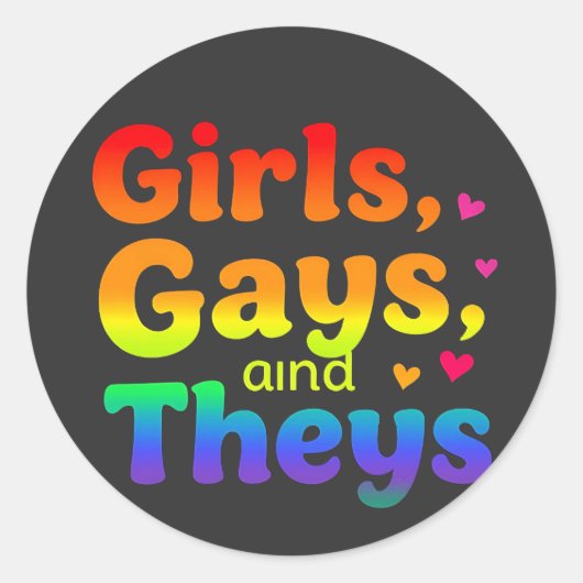 女の子、ゲイ、および彼らのLGBTプライド月の包含 ラウンドシール (正面)