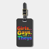 女の子、ゲイ、および彼らのLGBTプライド月の包含 ラゲッジタグ (正面縦)