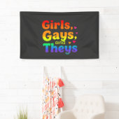 女の子、ゲイ、および彼らのLGBTプライド月の包含 横断幕 (インサイチュ)