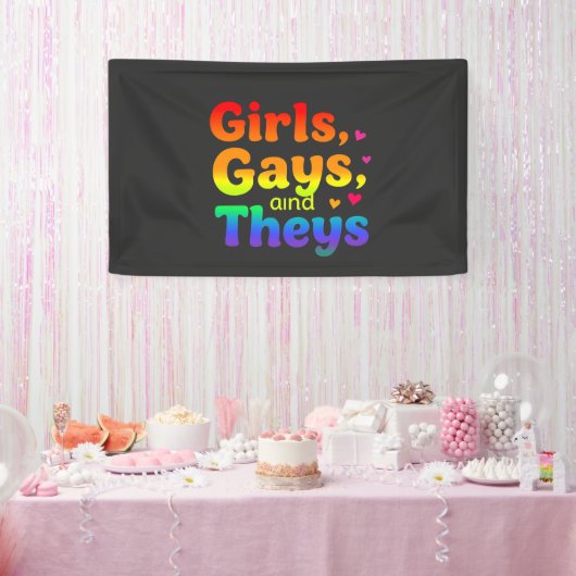女の子、ゲイ、および彼らのLGBTプライド月の包含 横断幕 (パーティー)