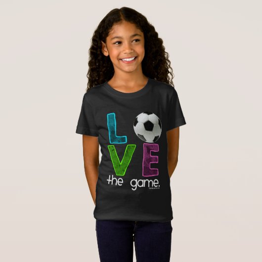 女の子: サッカー-ゲームを愛して下さい Tシャツ (正面フル)