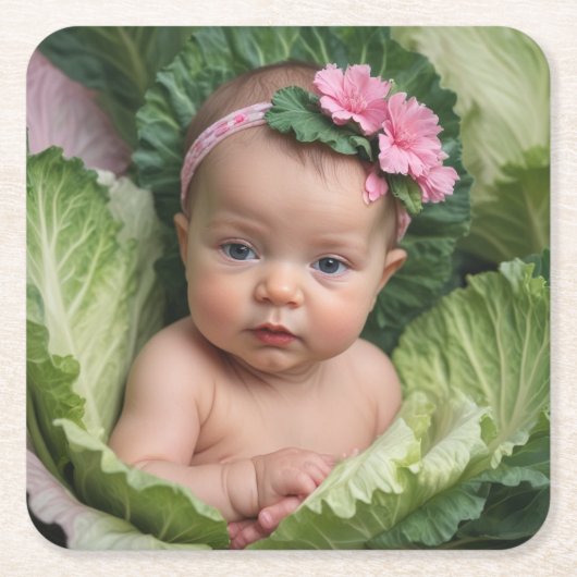 女の子 スクエアペーパーコースター (正面)